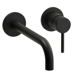 Harmonie Wall Mounted 2 Hole Basin Mixer in Matt Black