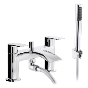 Loop Deck Mounted Bath Shower Mixer With Shower Handset in Chrome