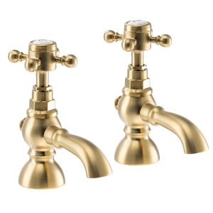 Sentiment Basin Pillar Taps in Brushed Brass