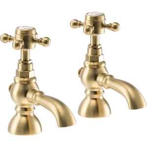 Sentiment Bath Pillar Taps in Brushed Brass