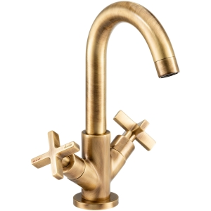 Serenitie Basin Mixer Tap in Antique Brass