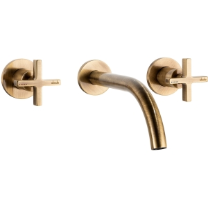 Serenitie 3 Part Wall Mounted Basin & Bath Mixer in Antique Brass