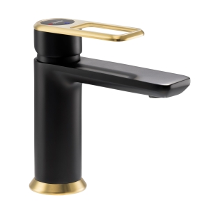 Levarto Basin Mixer in Matt Black & Brushed Brass