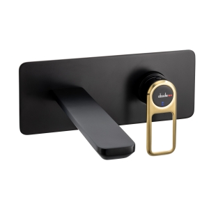 Levarto Wall Mounted Basin & Bath Mixer in Matt Black & Brushed Brass