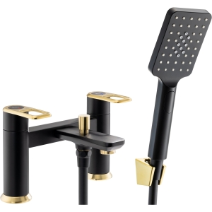 Levarto Deck Mounted Bath Shower Mixer in Matt Black & Brushed Brass