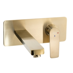 Aquip Wall Basin / Bath Mixer in Brushed Brass