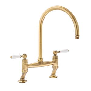 Ludlow Bridge Kitchen Mixer Tap in Antique Brass