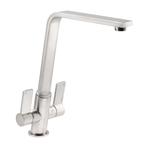 Linear Flair Dual Lever Kitchen Mixer Tap in Brushed Nickel