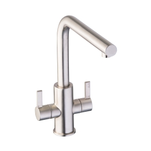 Althia Dual Lever Kitchen Mixer Tap in Brushed Nickel