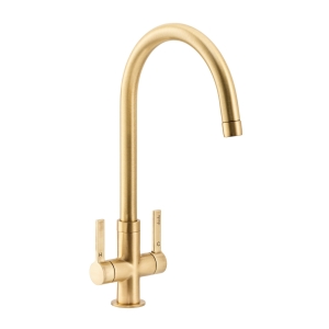 Pico Dual Lever Kitchen Mixer Tap in Brushed Brass