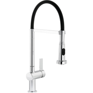Ophelia Single Lever Pull Out Kitchen Mixer Tap in Chrome & Black
