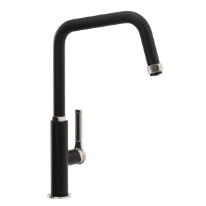 Hex Single Lever Kitchen Mixer Tap in Matt Black & Brushed Nickel