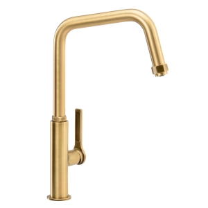 Hex Single Lever Kitchen Mixer Tap in Antique Brass