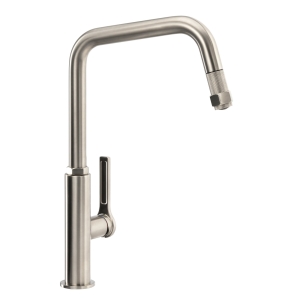 Hex Single Lever Kitchen Mixer Tap Pull Out in Brushed Nickel