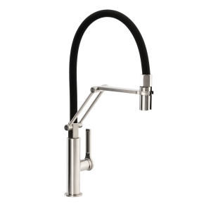 Hex Professional Kitchen Mixer Tap in Brushed Nickel & Black