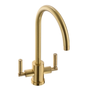Atlas Dual Lever Kitchen Mixer Tap in Brushed Brass