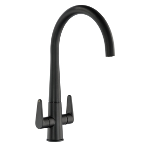 Coniq-R Dual Lever Kitchen Mixer Tap in Matt Black