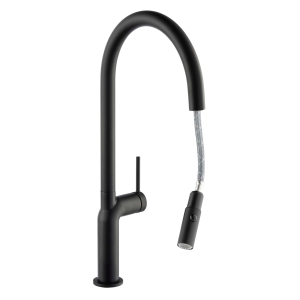 Tubist Single Lever Pull Out Kitchen Mixer Tap in Matt Black