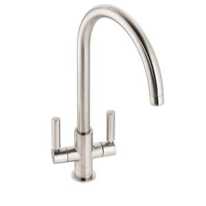 Globe Dual Lever Kitchen Mixer Tap in Brushed Nickel