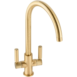 Globe Dual Lever Kitchen Mixer Tap in Brushed Brass
