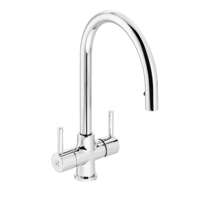 Zest Dual Lever Pull Out Kitchen Mixer Tap in Chrome