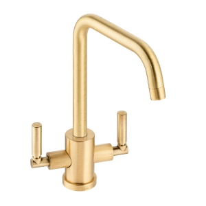 Atlas Quad Dual Lever Kitchen Mixer Tap in Brushed Brass
