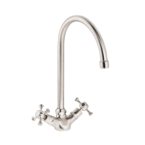 Burford Dual Lever Kitchen Mixer Tap in Brushed Nickel