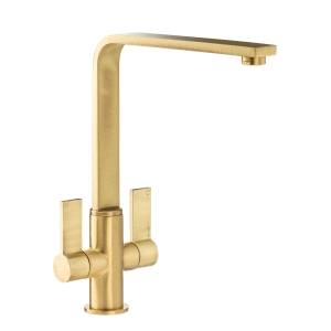 Quantic Dual Lever Kitchen Mixer Tap in Brushed Brass