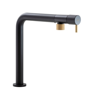 Agilis Single Lever Kitchen Mixer Tap in Matt Black And Brushed Brass