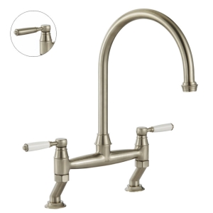 Oxbury Bridge Kitchen Mixer Tap in Brushed Nickel