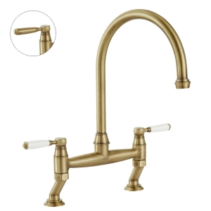 Oxbury Bridge Kitchen Mixer Tap in Antique Brass