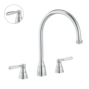 Oxbury 3 Part Kitchen Mixer Tap in Chrome