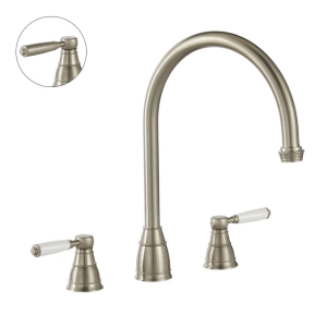 Oxbury 3 Part Kitchen Mixer Tap in Brushed Nickel