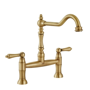 Mayenne Bridge Kitchen Mixer Tap in Antique Brass