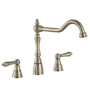 Mayenne 3 Part Kitchen Mixer Tap in Brushed Nickel