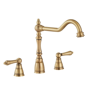 Mayenne 3 Part Kitchen Mixer Tap in Antique Brass