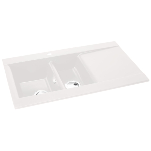 Aspekt 1.5 Bowl Sink & Drainer in White Granite
