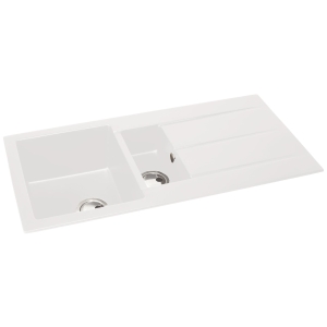 Zero 1.5 Bowl Sink & Drainer in White Granite