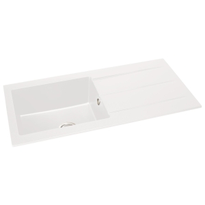 Zero Single Bowl Sink & Drainer in White Granite