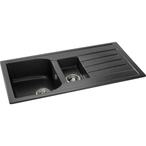 Oriel 1.5 Bowl Sink & Drainer in Black Granite