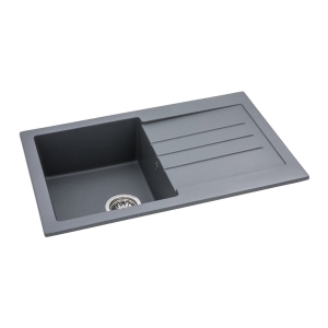 Xcite Single Bowl Sink & Drainer in Grey Metallic Granite