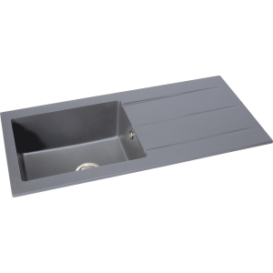 Zero Single Bowl Sink & Drainer in Grey Metallic Granite