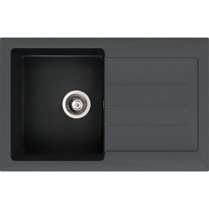 Xcite Single Bowl Sink & Drainer in Black Metallic Granite