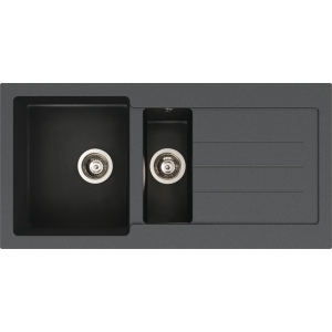 Xcite 1.5 Bowl Sink & Drainer in Black Metallic Granite